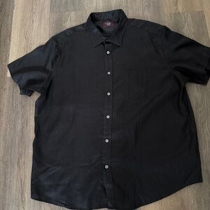 UNTUCKit 100% linen short sleeve button down shirt men's XXL black pocket